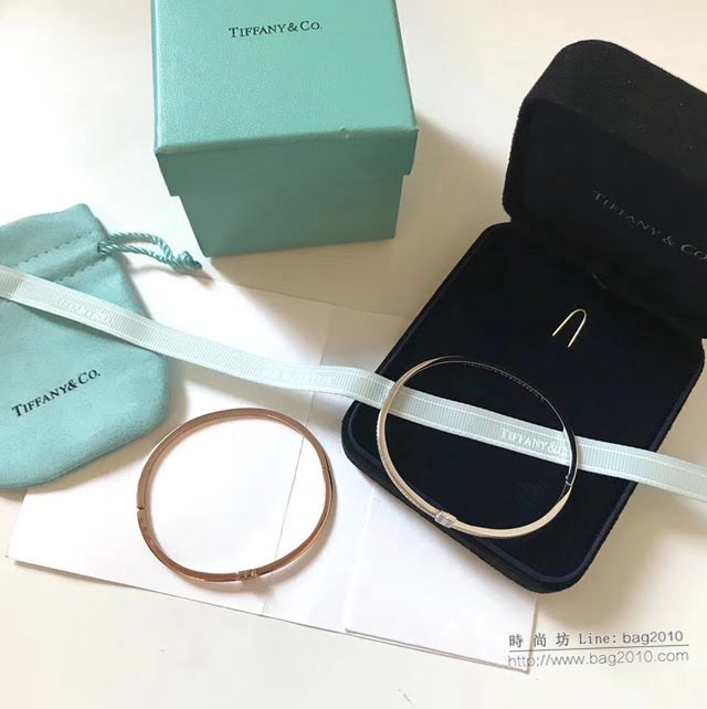 Tiffany純銀飾品 蒂芙尼女士專櫃爆款笑臉雙T窄版手鐲  zgt1708